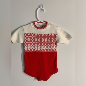 Vintage Christmas knit sweater onesie/ top